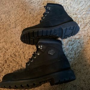 Harley Davidson ankle boots black and orange